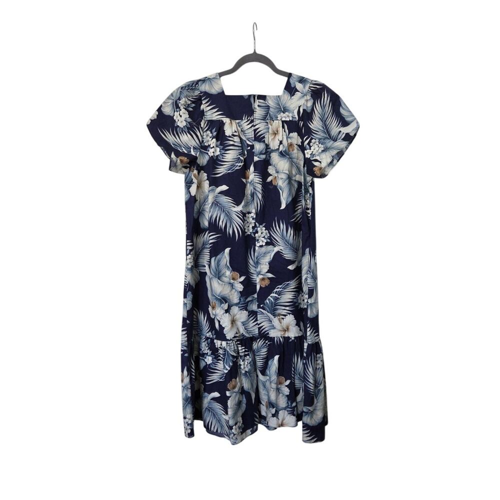 Royal Hawaiian Creations Blue Floral Muumuu Shift Midi Dress, Women's Medium - Picture 10 of 15